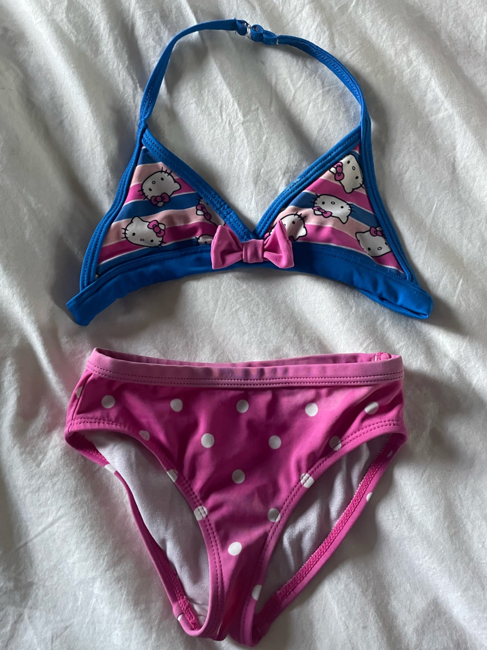 💥6/$35💥Hello Kitty Pink & Blue Girls Bikini Bottoms with Polka Dot Character Top